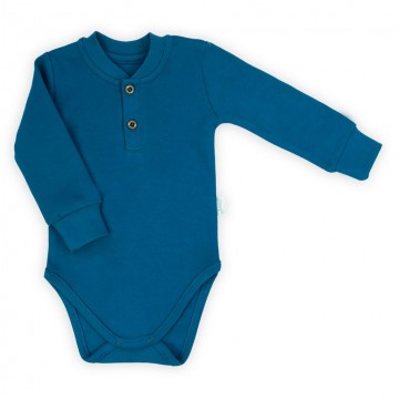 Dojčenské bavlnené body s dlhým rukávom Nicol Ivo modrá