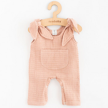 Dojčenské mušelínové zahradníčky New Baby Comfort clothes ružová