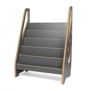 Knižnica drevená montessori mini sivá