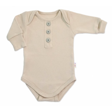 Rastúce body NATURE, dlhý rukáv s gombíkmi, bavlna, béžová, 56/62