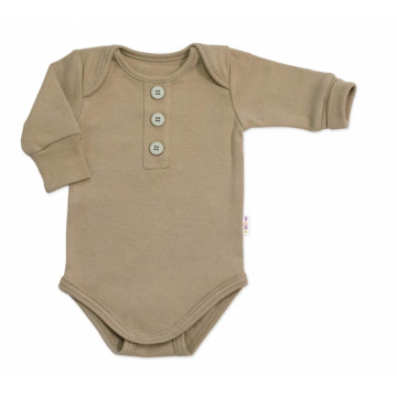 Rastúce body NATURE, dlhý rukáv s gombíkmi, bavlna, fango, 68/74