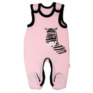 Dojčenské bavlnené dupačky Baby Nellys, Zebra - ružové