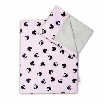2-dielne bavlnené obliečky Baby Nellys - Minnie ružové/šedé