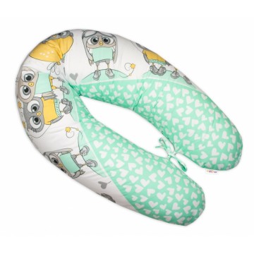 Baby Nellys Dojčiace vankúš - relaxačná poduška Multi Cute Owls - zelený