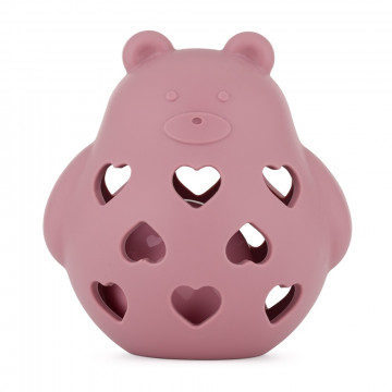 PETITE&MARS Hračka silikónová s hrkálkou Bear Basil Dusty Rose 0m+