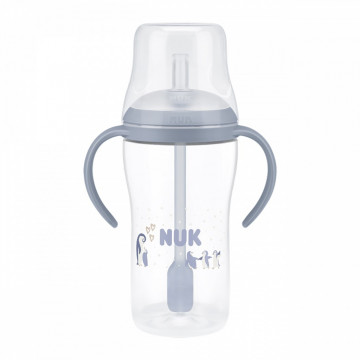 Kojenecká fľaša NUK Perfect Match na učenie so slamkou PENGUIN 260 ml