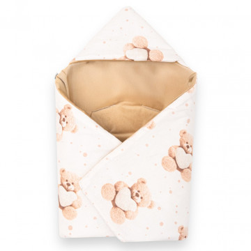 Zateplená zavinovačka do autosedačky New Baby Love Teddy Bear beige