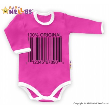 Baby Nellys Body dlhý rukáv 100% ORIGINÁL - ružovo / biely lem
