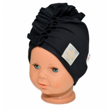 Baby Nellys Jarná /jesenná bavlnená čiapka - turban, čierna, 1-3 roky