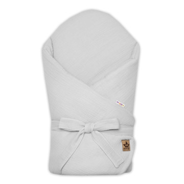Mušelínová zavinovačka s výstužou na zaväzovanie, Baby Nellys, 75x75cm, svetlo sivá