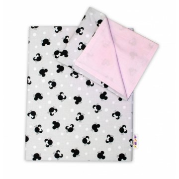 2-dielne bavlnené obliečky Baby Nellys -Minnie sivé/ružové, 135 x 100