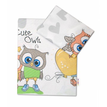 Baby Nellys 2-dielne bavlnené obliečky Cute Owls - sivá