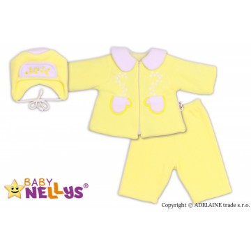 Kabátik, čiapočka a nohavice Baby Nellys ® - krémovo žltá