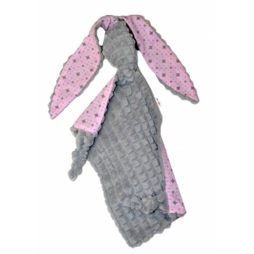 Baby Nellys  Přítulníček králiček, Minky + bavlna - sivý/růžový