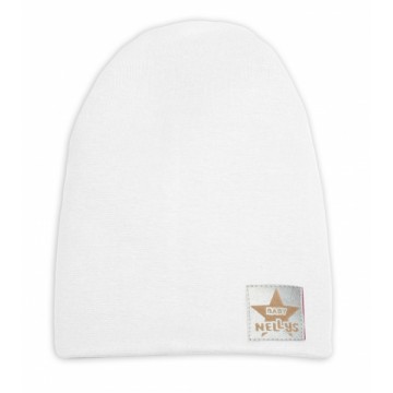 Baby Nellys Hand Made Jarná/jesenná bavlnená čiapka - dvojvrstvová, biela, 44-48 cm