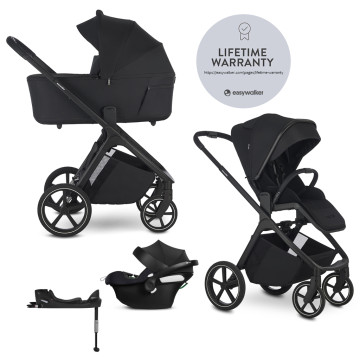 EASYWALKER Set kočík 4v1 Zoey Go Pure Black + CBX Aton B2 i-Size + CYBEX Base One
