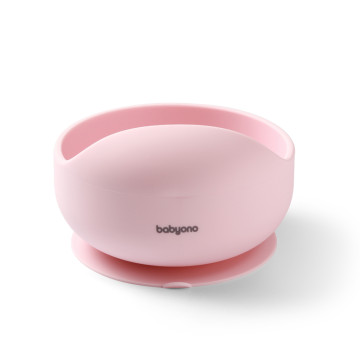 BABYONO Miska silikónová s prísavkou Pink 6m+
