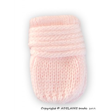 BABY NELLYS Zimné pletené dojčenské rukavičky - sv. ružové