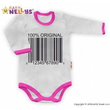 Baby Nellys Body dlhý rukáv 100% ORIGINÁL - sivé / ružový lem
