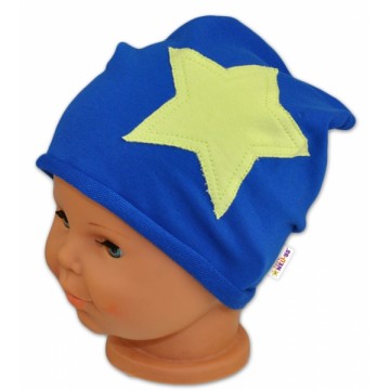 Bavlnená čiapočka s hviezdou Baby Nellys ® - tm. modrá