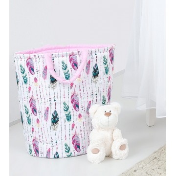 Mamo Tato Box na hračky - obojstranný. Farba: ružové perie / ružový