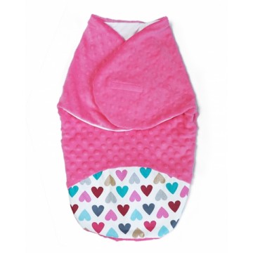 Baby Nellys Zavinovačka, spacáček s Minky, 0-6m - Srdiečka, Minky ružová