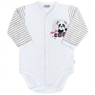 Dojčenské celorozopínacie body s dlhým rukávom New Baby Panda