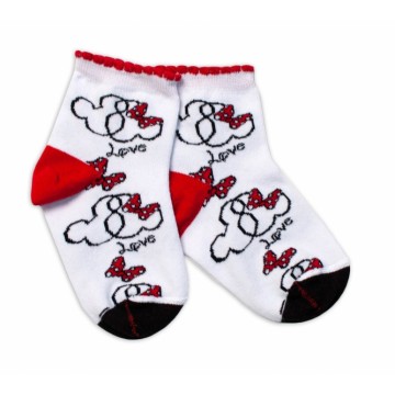 Baby Nellys Bavlnené ponožky Minnie Love - biele, veľ. 17-18 cm