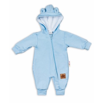 Baby Nellys ® Teplákový overal s kapucňou - sv. modrý, veľ. 80