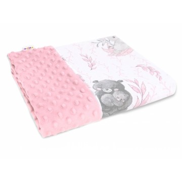 Baby Nellys Bavlnená deka s Minky 100x75cm, LULU natural, růžová