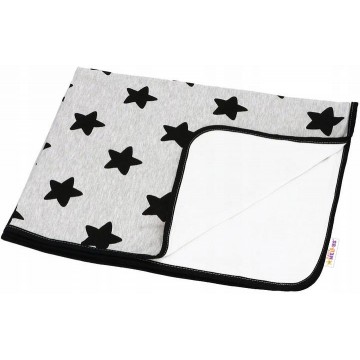Baby Nellys Obojstranná STAR 100 x 75 cm - šedá, čierne hviezdy