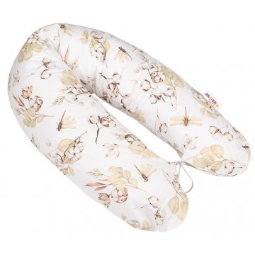 Baby Nellys Bavlnený dojčiaci vankúš 170 cm, COTTON premium - biela/béžová